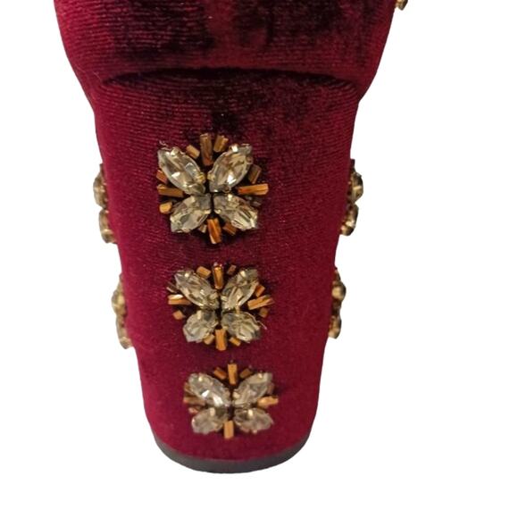 Faryl Roen Ankle Boots Sz 8.5 Maroon Colorblock Jeweled Cowgirl Boho Patchwork - Picture 2 of 16